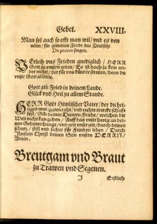 Breutgam und Braut zu Trawen und Segenen.