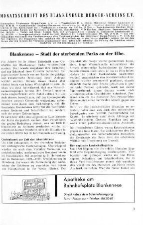 Blankenese - Stadt der sterbenden Parks an der Elbe