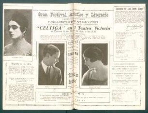 Gran Festival Artístico y Literario : A beneficio de la suscripción Pro Libro Escolar Gallego del "poeta de la raza" Ramón Cabanillas organizado por "Céltiga"en el Teatro Victoria