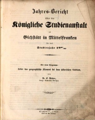 Ueber das geographische Moment bei dem historischen Studium