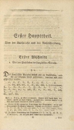 Erster Haupttheil. Von der Aussprache und der Rechtschreibung.