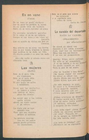 La canción del deportado : Hacia la carcel (fragmento)