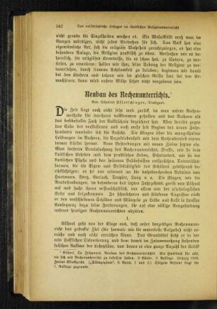 Neubau des Rechenunterrichts