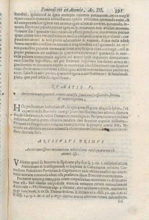 Qvæstio V. De tertio modo ponendi atomos admissa simul causa efficiente, forma, & materia prima.