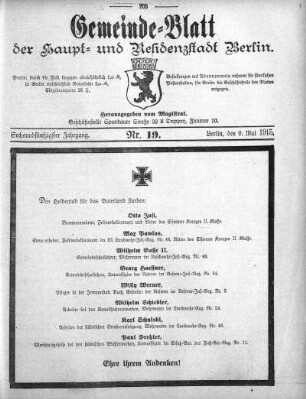 1915,19: Nr. 19, 9. Mai 1915