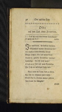 Ode auf den Tod einer Freundinn.