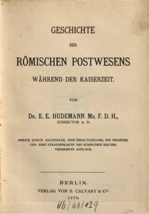 Geschichte des römischen Postwesens während der Kaiserzeit