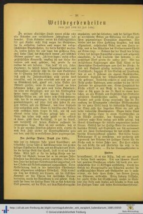 Weltbegebenheiten (vom Juli 1883 bis Juli 1884).