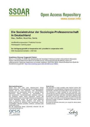 Die Sozialstruktur der Soziologie-Professorenschaft in Deutschland