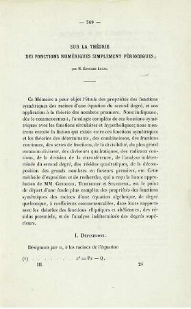 Sur la théorie des fonctions numériques simplement périodiques.