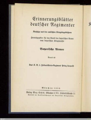 Das K. B. 3. Feldartillerie-Regiment Prinz Leopold : nach den Kriegstagebüchern und persönlichen Aufzeichnungen