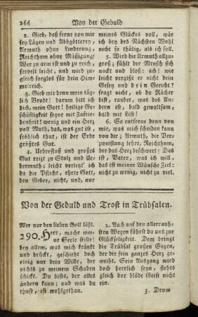 Von der Geduld und Trost in Trübsalen.