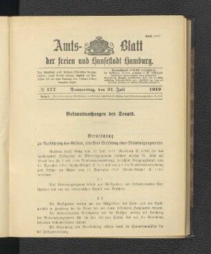 No.177, Mittwoch, den 31. Juli 1919