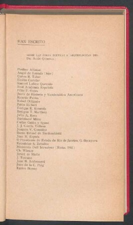 Han escrito sobre las obras poéticas y arqueológicas del Dr. Adán Quiroga