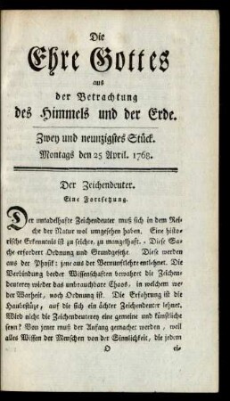 Zwey und neunzigstes Stück. Montags den 25 April. 1768
