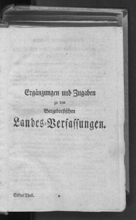 Ergänzungen und Zugaben zu den Bergedorfischen Landes=Verfassungen.