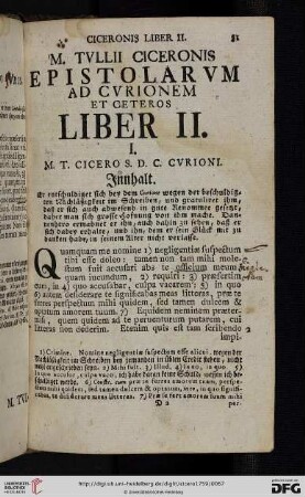 Liber II: Ad Cvrionem et ceteros