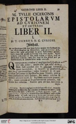 Liber II: Ad Cvrionem et ceteros