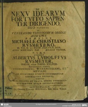 De Nexu Idearum Fortuito Sapienter Dirigendo