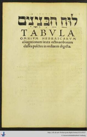 Tabula Omnium Hebraicarum coniugationum.