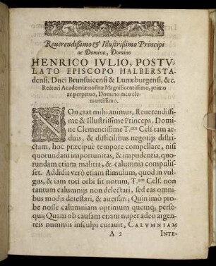 Reverendißimo & Illustrißimo Principi ac Domino ... Henrico Julio, Postulato Episcopo Halberstadensi, ...