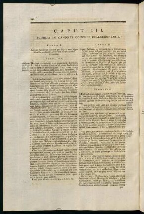 242-264, Caput III. Scholia in Canones Concilii Chalcedonensis.