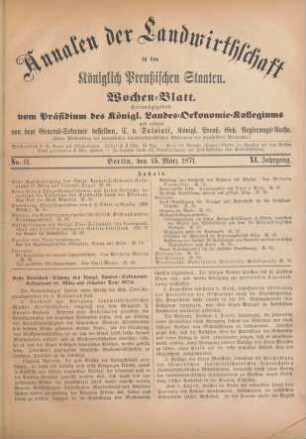 No. 11. Berlin, den 15. März 1871. XI. Jahrgang.