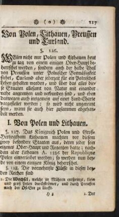Von Polen, Lithauen, Preussen und Curland