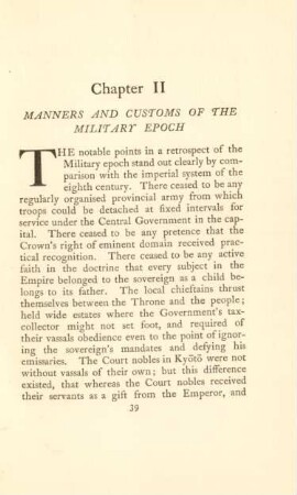 Chapter II. Manners and customs of the miltary epoch