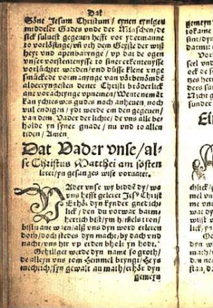Dat Vader vnse / alse Christus Matthei am sösten leret / yn gesanges wise voruater.