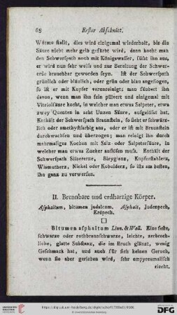II. Brennbare und erdharzige Körper