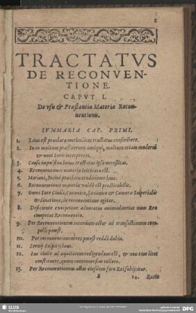 Caput I. De usu & Praestantia Materiae Reconventionis