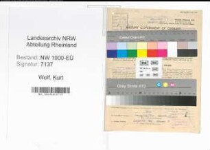Entnazifizierung Kurt Wolf, geb. 27.04.1913 (Monteur)