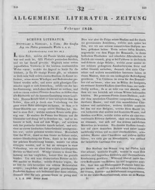 Platen, A.: Des Grafen August von Platen Gesammelte Werke. Bd. 1. Mit einem Facsimile seiner Handschrift. Stuttgart: Cotta 1839 (Fortsetzung von Nr. 31)