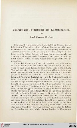 Beiträge zur Psychologie des Kunstschaffens