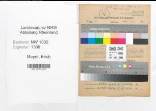 Entnazifizierung Erich Meyer , geb. 10.12.1921 (Feuerwehrmann)