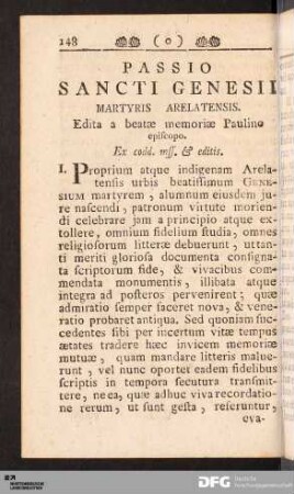 Passio Sancti Genesii Martyris Arelatensis.