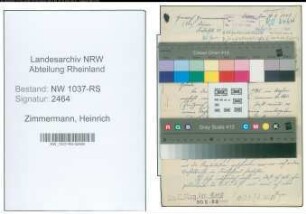 Entnazifizierung Heinrich Zimmermann , geb. 12.03.1896 (Staedt.Angestellter)