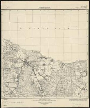 Meßtischblatt 861, neue Nr. 2250 : Ueckermünde, 1936 : Ueckermünde. - Hrsg. 1887, bericht. 1911. - 1:25000. - [Berlin]: Reichsamt für Landesaufnahme, 1936. - 1 Kt.