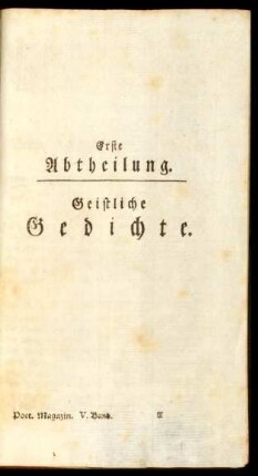 Erste Abtheilung. Geistliche Gedichte