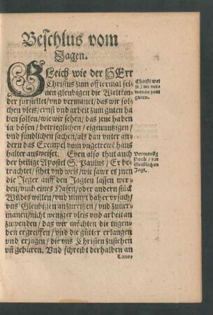 Beschlus vom Jagen.