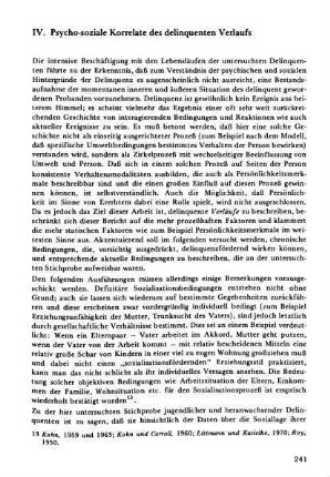 IV. Psycho-soziale Korrelate des delinquenten Verlaufs