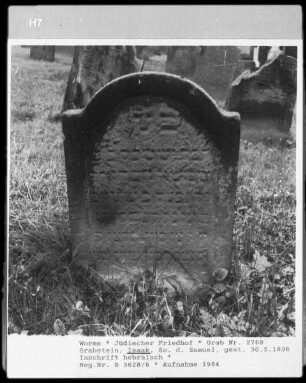 Grabstein Isaak, Sohn des Samuel (+ 1836.05.30)