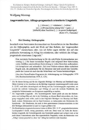 Angewandte bzw. Alltags-pragmatisch orientierte Linguistik