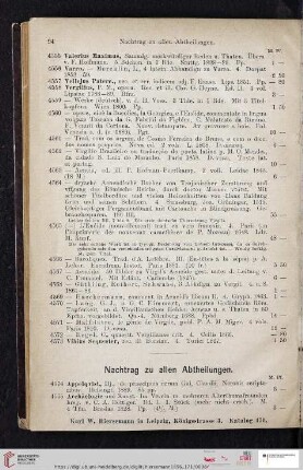 Nachtrag zu allen Abtheilungen (Nr. 4574 - 4634)