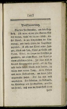 Verschwendung.
