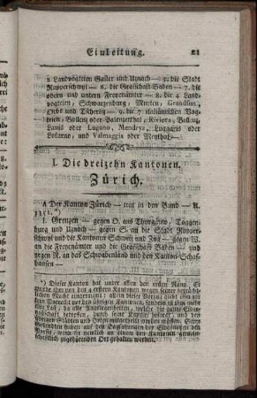 I. Die dreyzehn Kantonen.