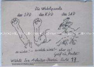 Hektografierter Handzettel der SAP zur Reichstagswahl im Juli (?) 1932