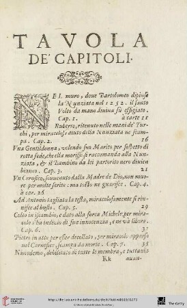 Tavola de’ capitoli