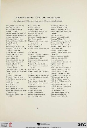 Alphabetisches Künstler-Verzeichnis